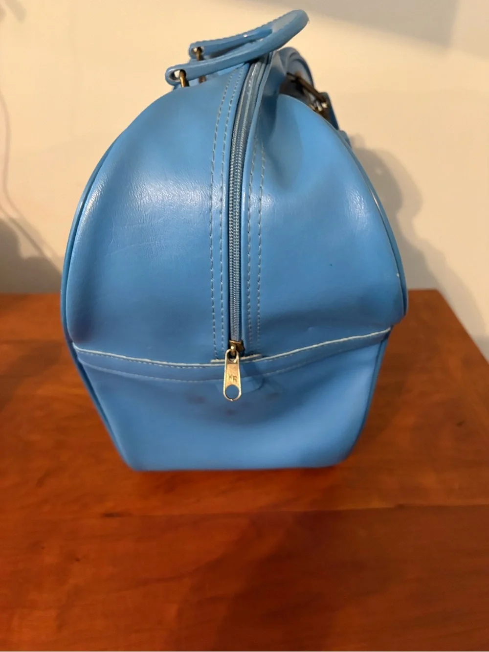 Vintage Blue Bowling Bag Retro Mod Decor Purse Display Piece